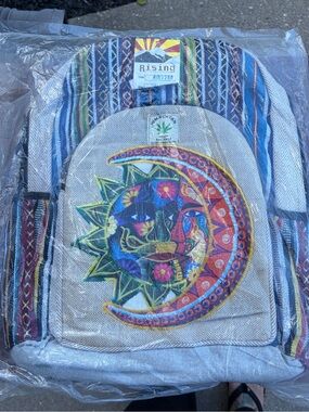 Rising International Himalayan Hemp Sun Moon Backpack Boho Nepal NWT